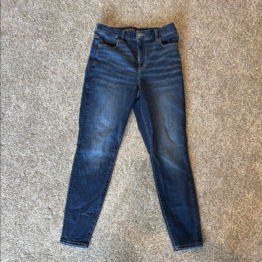 American Eagle Outfitters Blue Skinny Jeans with Faded Indigo Wash
